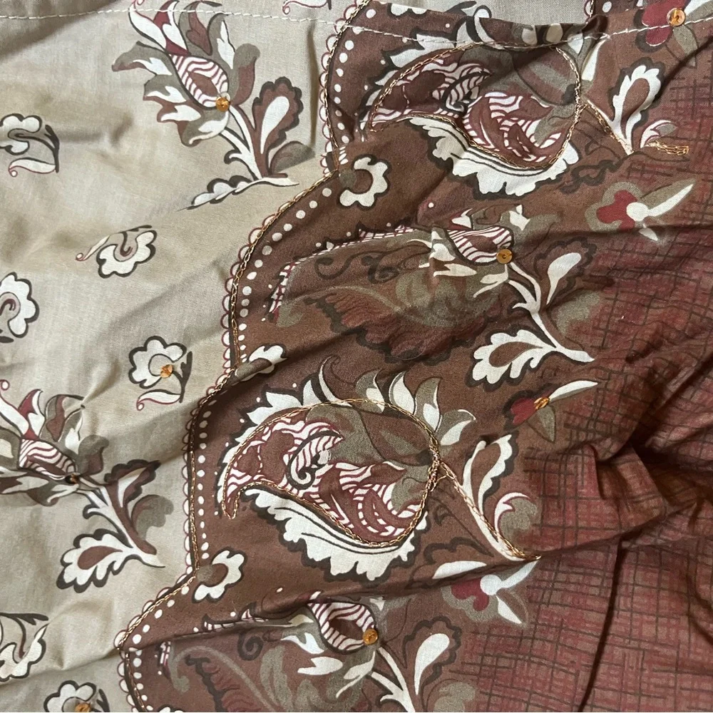Womens Beige & Brown Floral wrap skirt